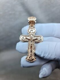 Zlatý přívěsek Ortodoxní křížek 585/14k růžové zlato - 1