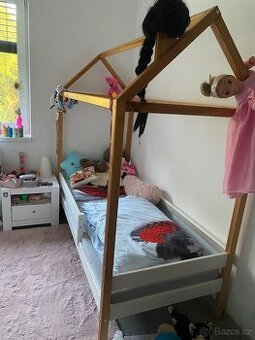 Dětská postel domeček Paul - skandi včetně matrace