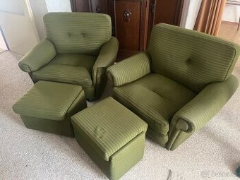 Sedací souprava gauč + 3 křesla + 2x taburet