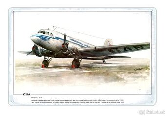 plechová cedule -Lisunov Li-2 (Československé aerolinie)