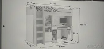 DĚTSKÁ PATROVÁ POSTEL  90X200CM