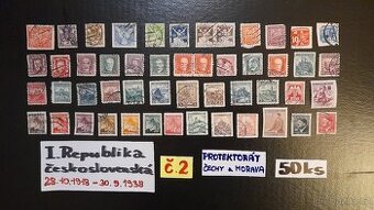 Poštovní známky I.REPUBLIKA + PROTEKTORÁT č.2 50ks