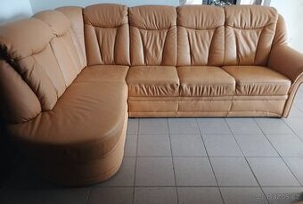 Kožená rohová sedací souprava - jak NOVÁ, BEZ POŠKOZENI