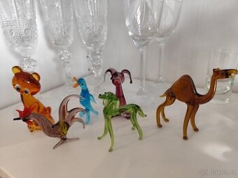 Sada 6 retro skleněných figurek – Murano