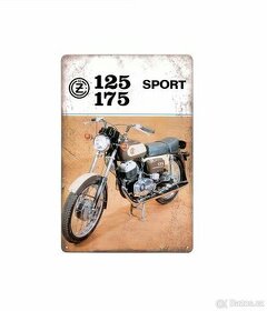 plechová cedule-motocykl ČZ 125 - 175 Sport (dobová reklama) - 1