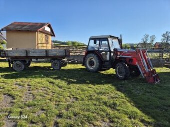Zetor 7245 s čelním nakladačem a vlekem 7t