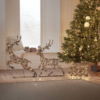 Vánoční dekorace světelní jeleni a sáně