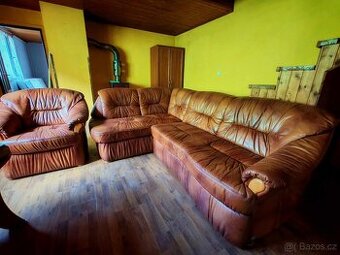 KOŽENÁ SEDACÍ SOUPRAVA ROHOVÁ ROZKLÁDACÍ