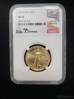 1991 - mince zlaté orlí sada NGC MS70 Mercanti