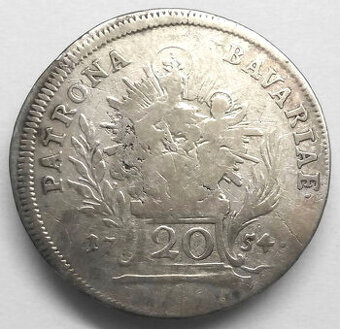 Stříbrná mince r. 1754 Maxmilián III. Josef