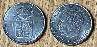 Mince Švédsko 1 krone 1967 Gustaf VI Adolf