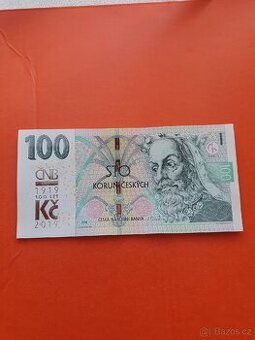 Bankovka 100Kč s přítiskem