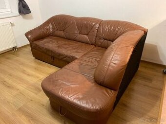 Rohový rozkládací kožený gauč za odvoz