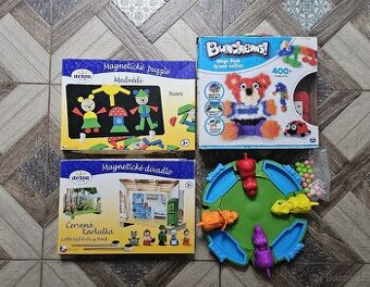 Dětské hry, magnetické puzzle a divadlo, kuličky
