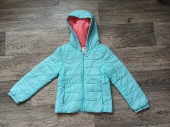 Podzimní holčičí modro-růžová bunda, vel. 5- 6 let