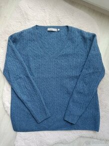 Dámský modrý vlněný svetr, vel. L