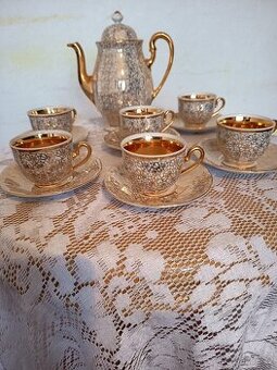 Krásná zlacená moka souprava, značená, 990 Kč