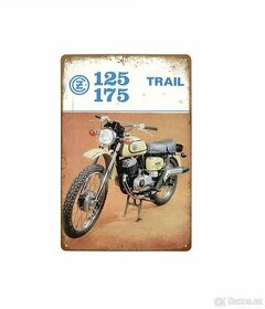 plechová cedule - motocykl ČZ 125-175 Trail (dobová reklama) - 1