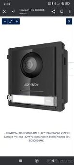 Hikvision IP dveřní stanice 2MP IR kamera rybí oko