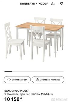 Jídelní stůl, 4 židle, barová židle a podsedáky