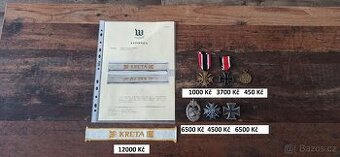 Medaile, vyznamenání, odznaky.