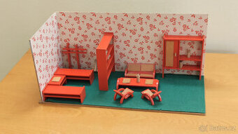 Dřevěný obývací pokojíček pro panenky