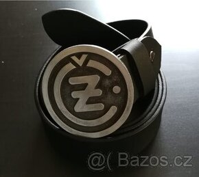 Luxusní kožený opasek s přezkou ČZ - nový, nepoužitý