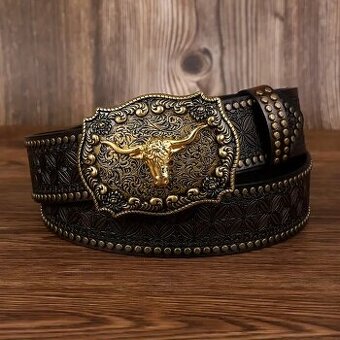 Westernový opasek hnedy cvočky 122cm