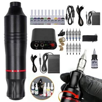 KOMPLETNÍ TETOVACÍ SADA TATTOO SET ROTAČNÍ STROJEK