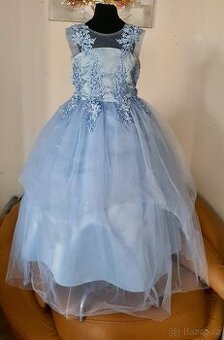 Světle modré elegantní dětské slavnostní šaty - 1