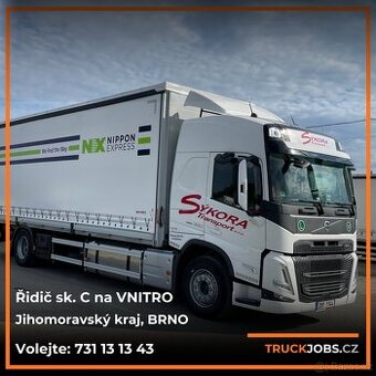 Řidič sk. C na VNITRO. Vozidlo do 12 tun.