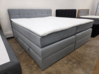 Nová boxspring postel BERO KING šedá 200x200 cm