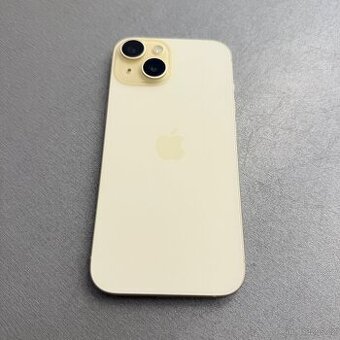 iPhone 15 128GB žlutý, bez škrábance, 12 měsíců záruka