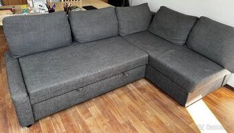 Roh. rozkládací gauč s úl. prostorem, tmavě šedý
