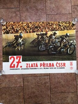 PLAKAT ZLATÁ PŘILBA PARDUBICE 1975 ,Jawa,ČZ,ESO