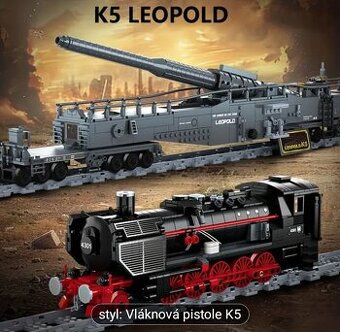 Stavebnice "lego" lokomotiva+dělo Leopold