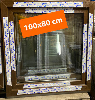 Plastové okno - Děkor ořech - 100x80 cm