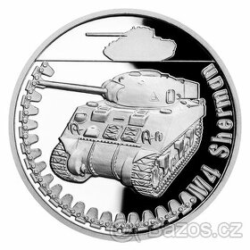 Stříbrná mince Obrněná technika - M4 Sherman PROOF - 1