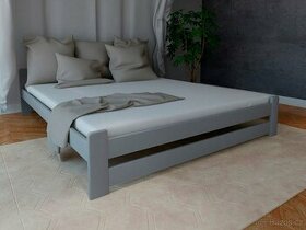 Nová postel MASIV borovice ŠEDÁ 180x200 cm + ROŠT