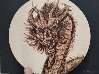 Čínský drak pyrografie