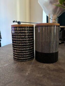 Sada 2 keramických dóz s bambusovým víčkem