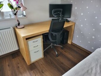 Ikea stůl Malm do L + šuplíky