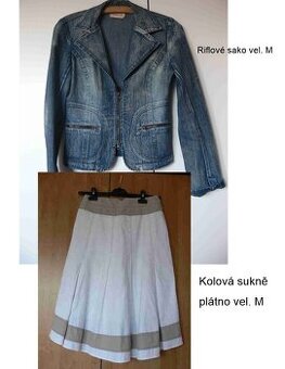 Set - riflové sako + plátěná sukně vel. M - 1