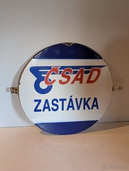 stará smaltovaná cedule ČSAD zastávka průměr 38 cm