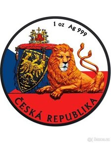 Stříbrná mince Český lev 2019, barevná, černá platina