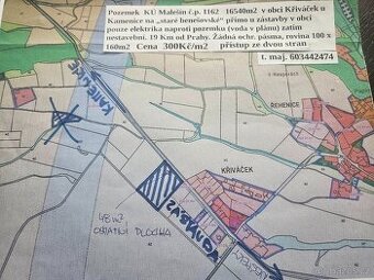 Poz. 16540m2 v Křiváčku u Kamnice 19km j. od Prahy