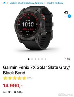 Garmin Fenix 7X Solar Slate Gray/Black Band 51mm