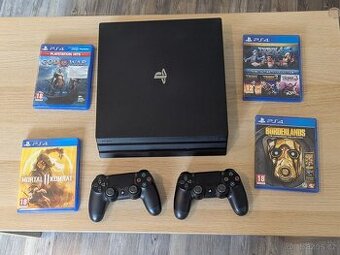 PS4 pro 1TB + 2 ovladače a 4 hry