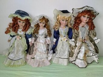 4 panenky porcelánové na stojanu