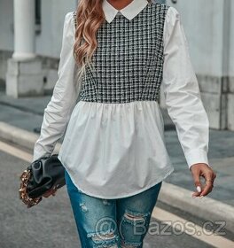 NOVÁ elegantní kostkovaná dámská halenka vel.S